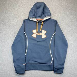 Under Armour Hoodie Women’s Large Blue Orange Embroidered Logo Pullover